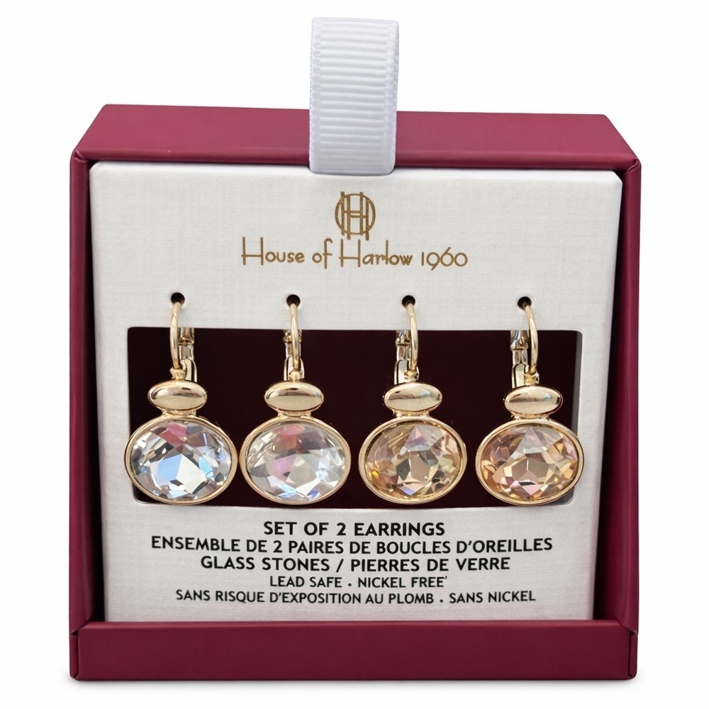 House of Harlow 1960 Crystal and Gold Earrings